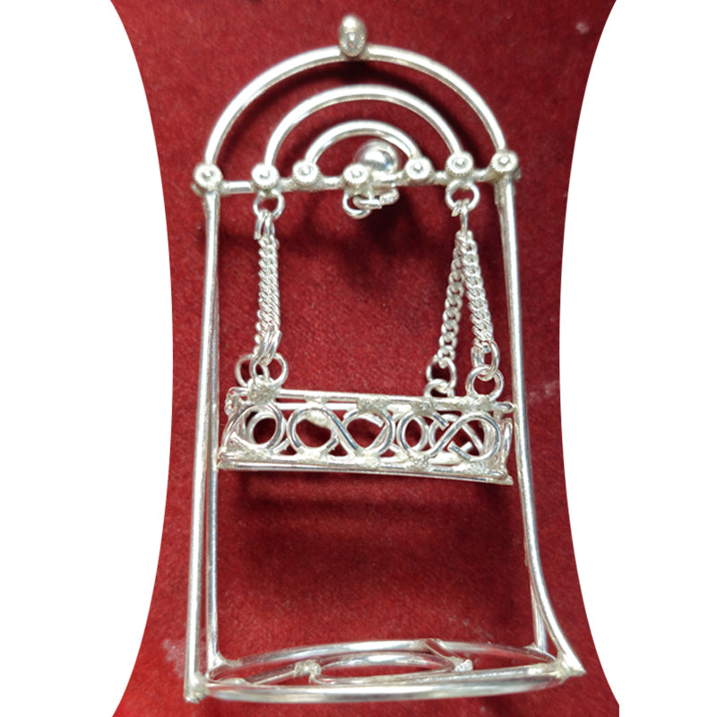 German Silver Miniature Jhula – Traditional Handcrafted Swin / Uyyala