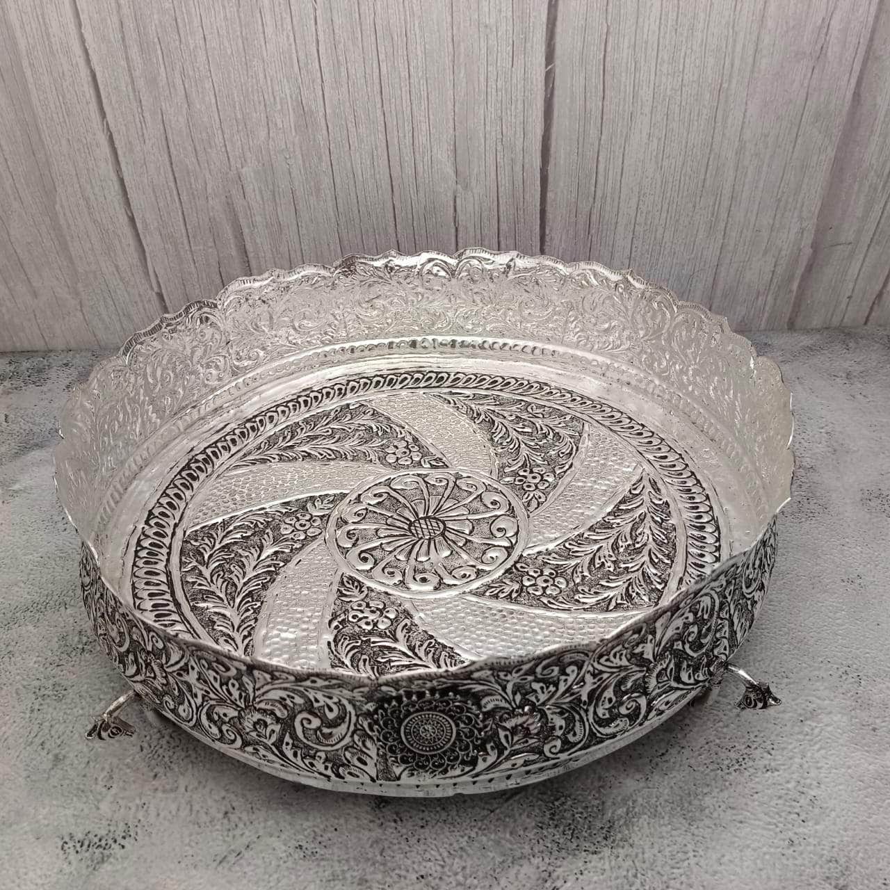 Antique Floral Cut Hamsa Stand Urli