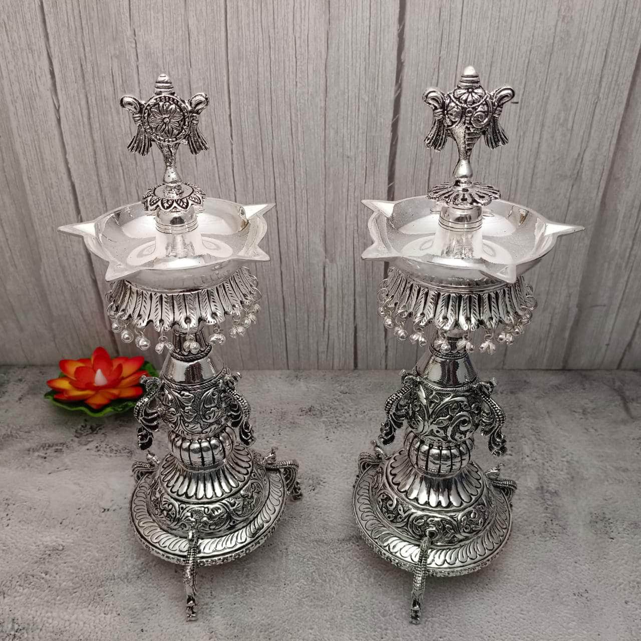 Antique Shanku Chakra Diya Pair