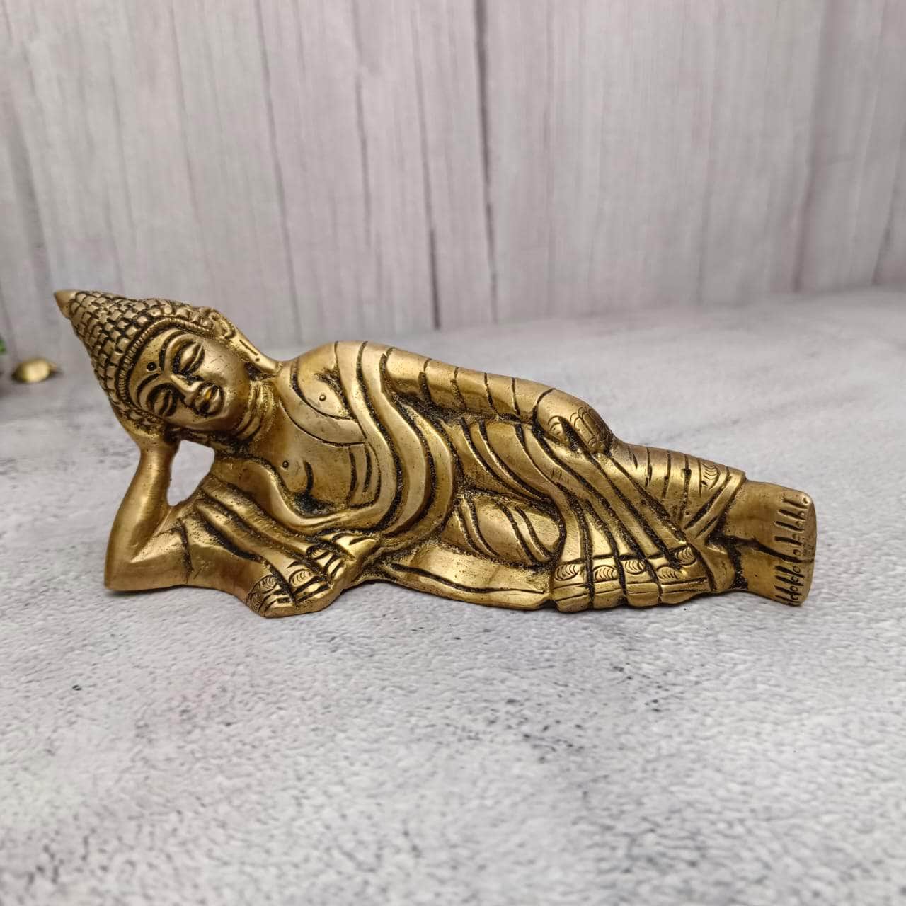 Brass Sleeping Buddha Idol