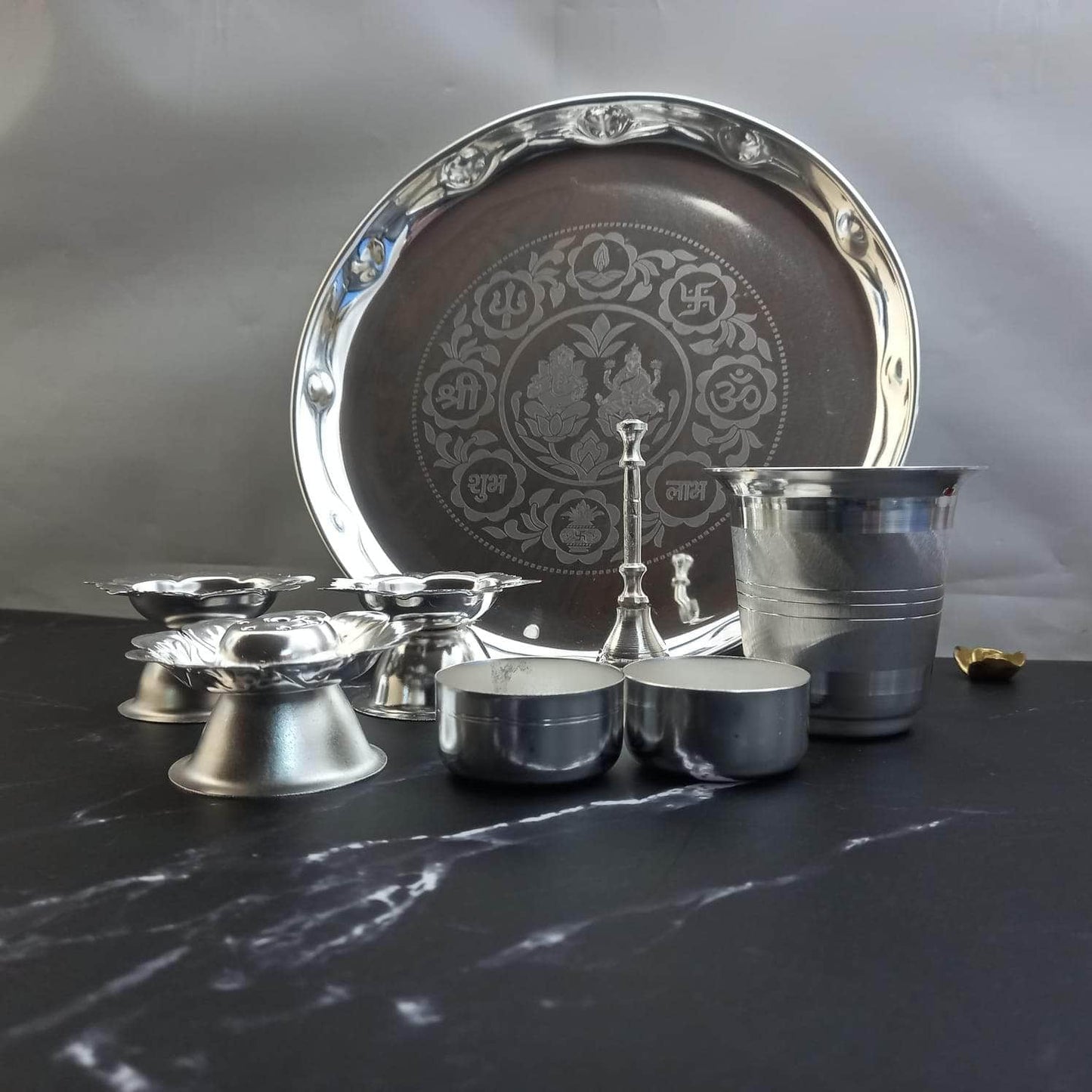 SSBF Lakshmi Ganesh Pooja Set With Glass