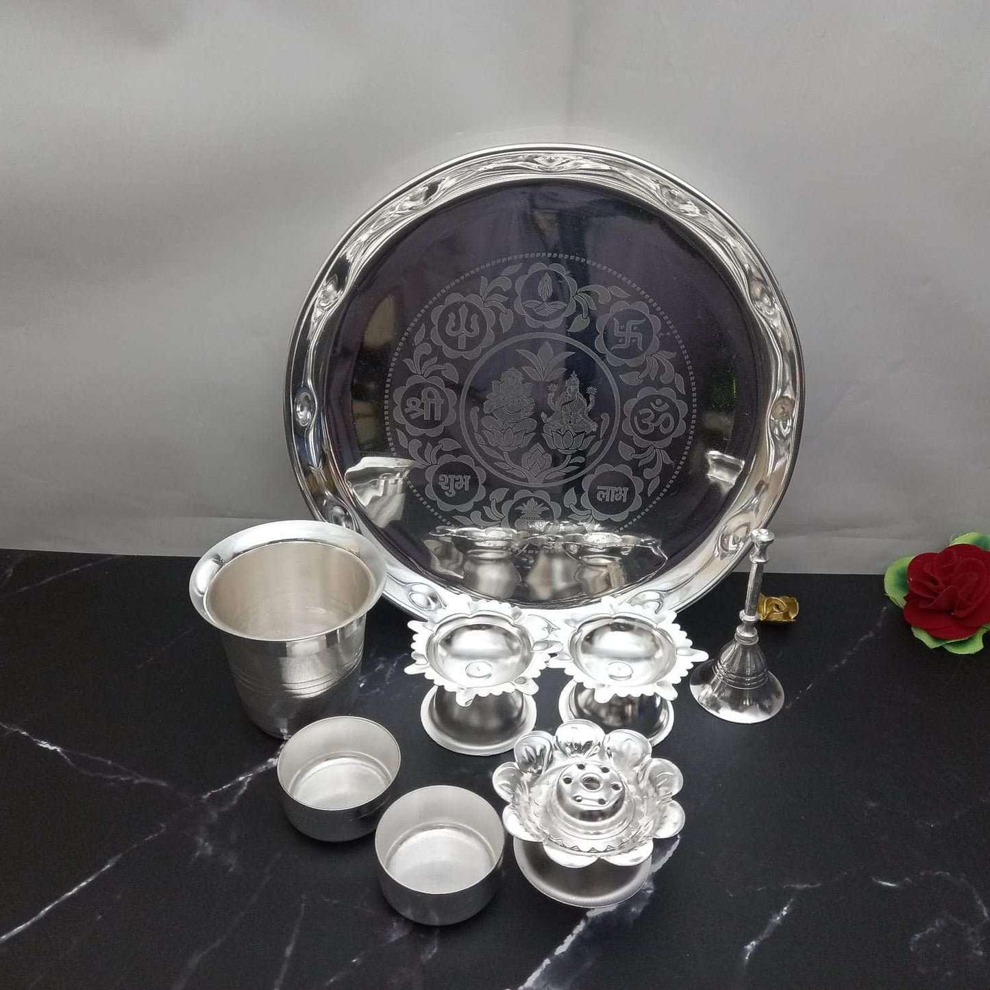 SSBF Lakshmi Ganesh Pooja Set With Glass