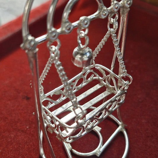 German Silver Miniature Jhula – Traditional Handcrafted Swin / Uyyala