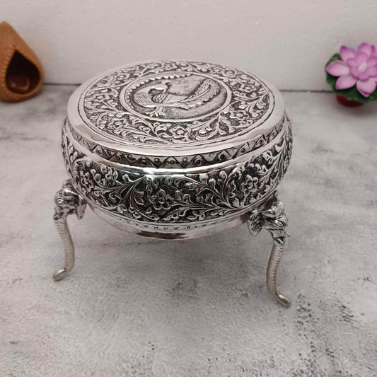 Antique Elephant Stand Peacock Peetha