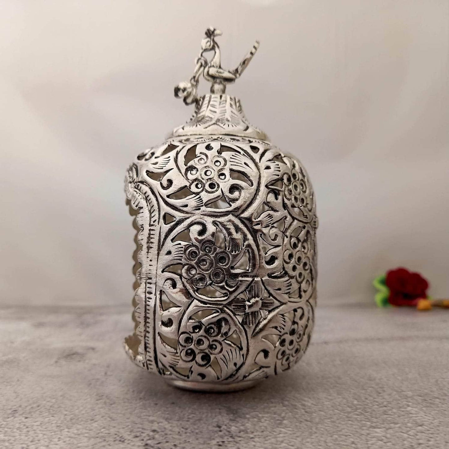 Antique Peacock Butta Diya Big