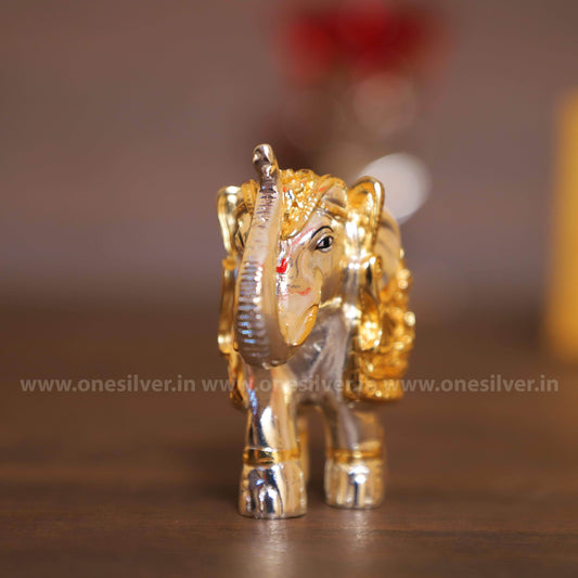 Elephant Silver Gold Pair 3"