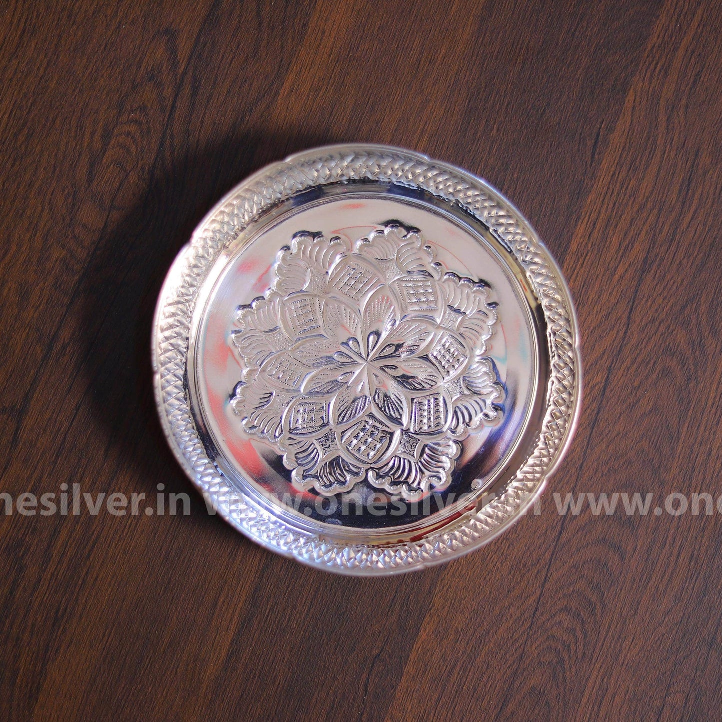 German Silver Pooja Plate 7.5"
