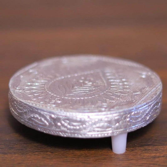 Round Silver plated Chowki 4"x4"