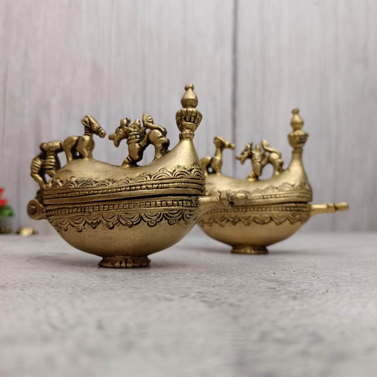 Brass Boat Kumkum Holder