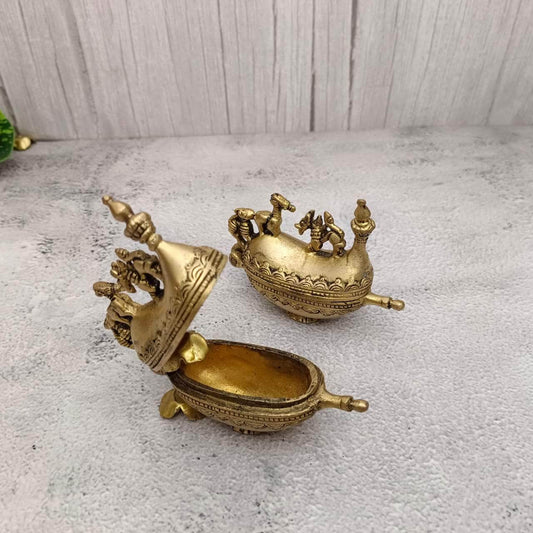 Brass Boat Kumkum Holder