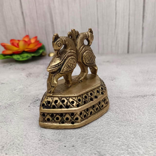Brass Double Peacock Idol