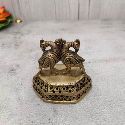 Brass Double Peacock Idol