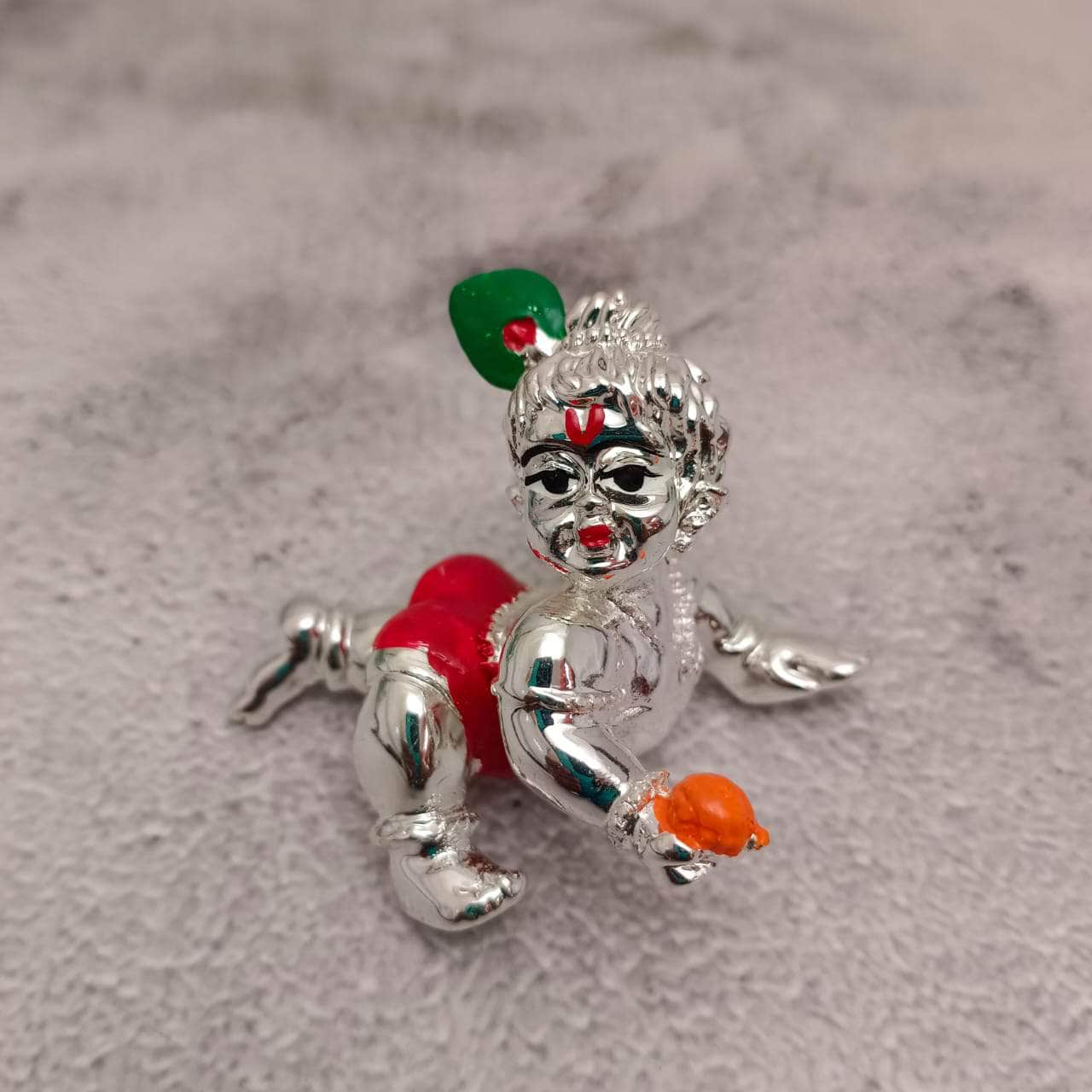 Baby Krishna Silver Red Dhoti