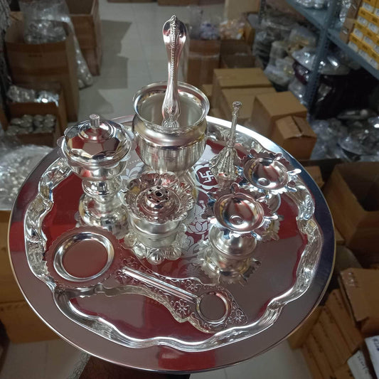 SS Lakshmi Ganesh Pooja Set With KumKum Dabbi