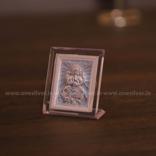 999 Silver Ganesh Stand 7 Cm