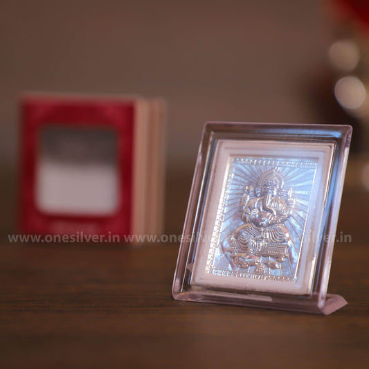 999 Silver Ganesh Stand 7 Cm